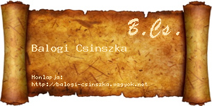 Balogi Csinszka névjegykártya